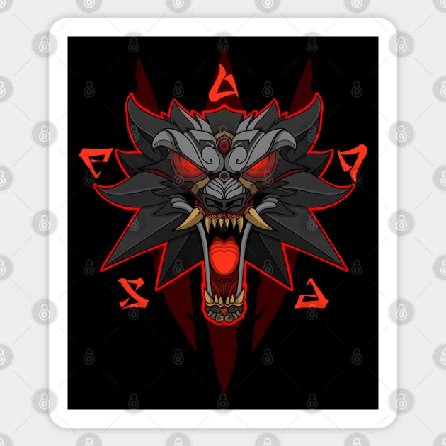 Oni White Wolf Sticker by TheTeenosaur